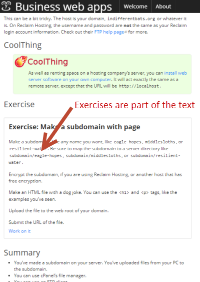Exercises are part of the text